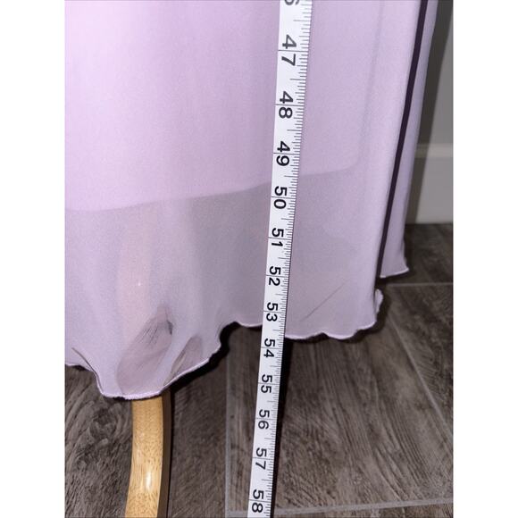 Y2K R&M Richards Lilac Chiffon Slip Dress Bias Cut Maxi Ruffle Hem Formal 12 - Picture 8 of 14